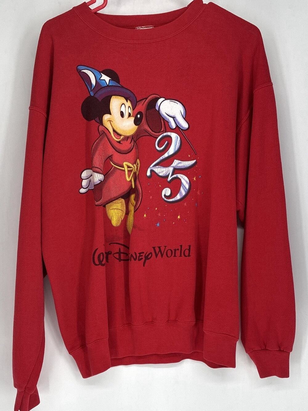 Vintage 1996 Walt Disney World 25th Anniversary Sorcerer Mickey Sweatshirt L USA